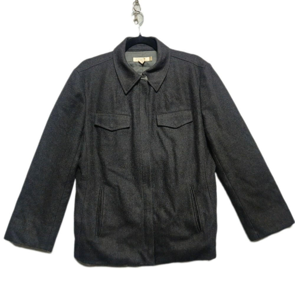 J.CREW Womens Large Wool Blend Charcoal Jacket Cotton Lined Casual Outerwear